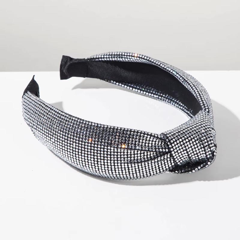 Retro Baroque Style Super Sparkling Full Diamond High Skull Knot Wide Edge Headband Hair Accessory For Women
