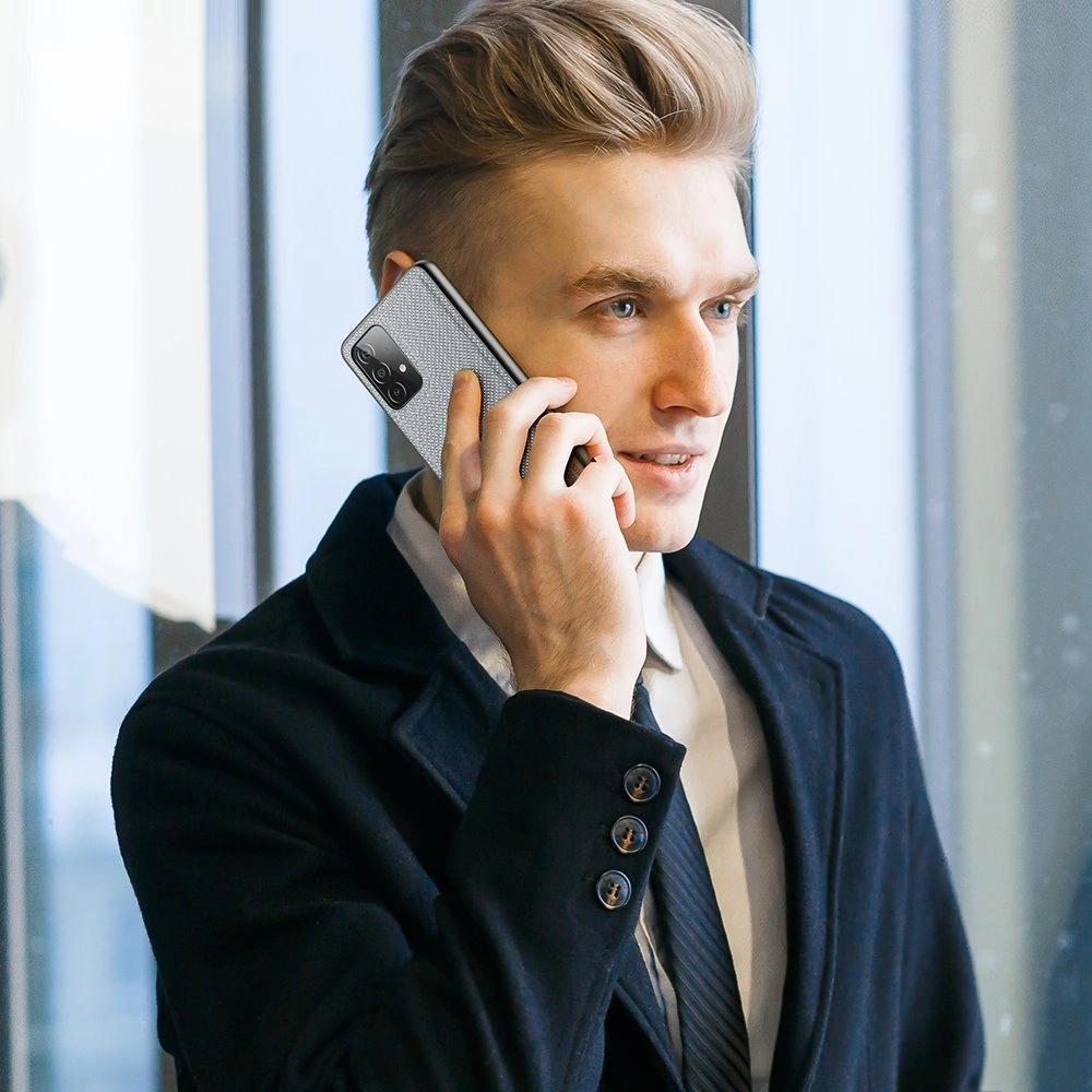 Dux Ducis Fino Case Cover Covered with Nylon Material Samsung Galaxy A72 4G Grey