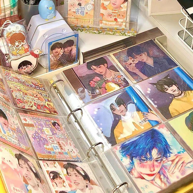 Sparkling PU Binder A4 Kpop Photocard Collect Book Large Capacity Card Holder Macaron PU Leather Idol Photo Album