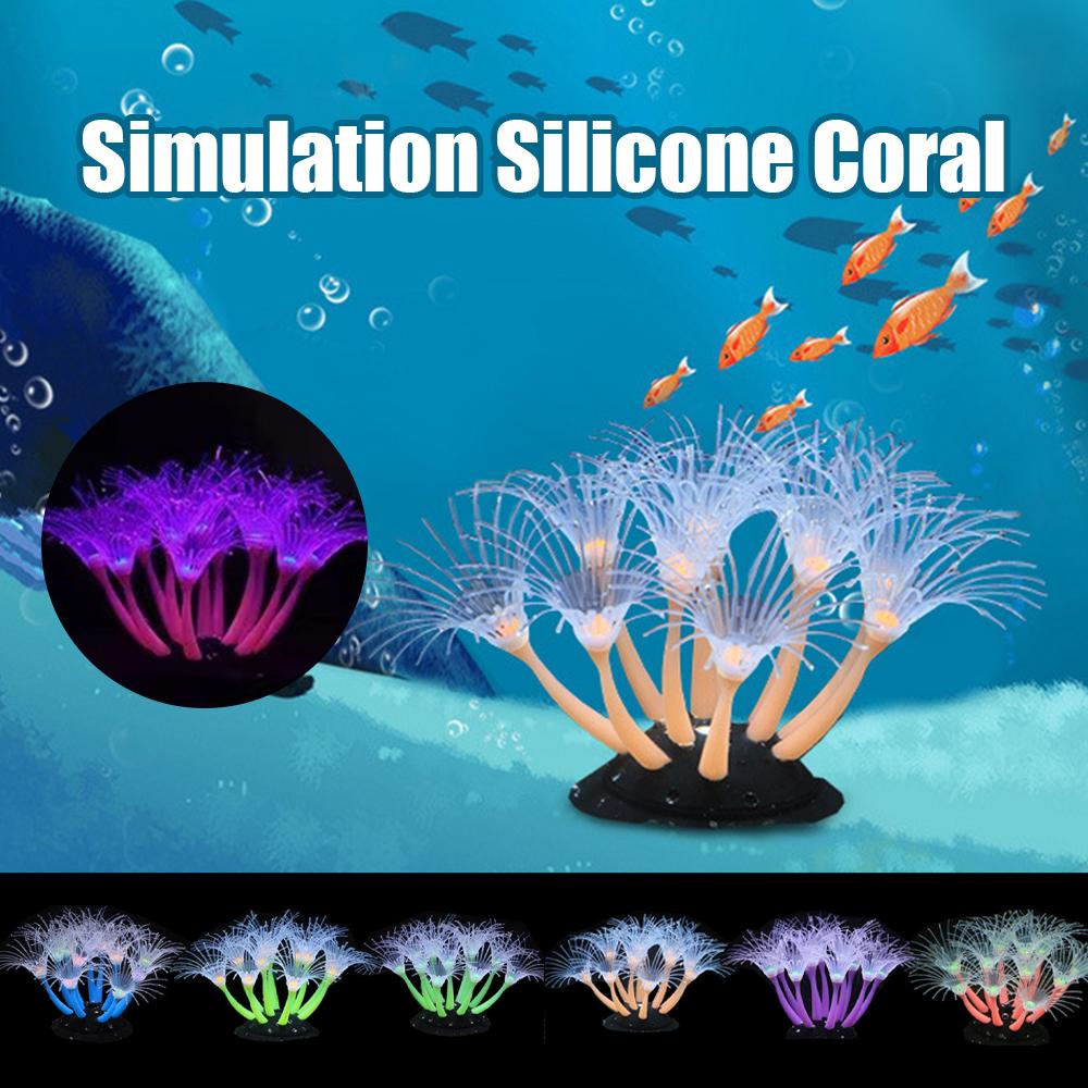 New Simulation Silicone Coral Fish Tank Aquarium Aquascape Decoration Supplies Aquatic Plant Coral Fluorescence Ornaments