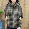 Cappotto di Cotone con Cappuccio e Stampa a Quadri Invernali 2025 con Velluto Plus - Giacca Casual, Elegante e Antietà per Donna