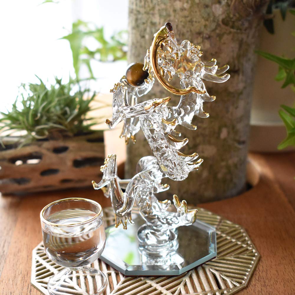 Fourcart Clear Dragon, 11cm Long, Cute Handmade Glass Craft, Good Fortune, Rising Dragon, Small, CNSWK470