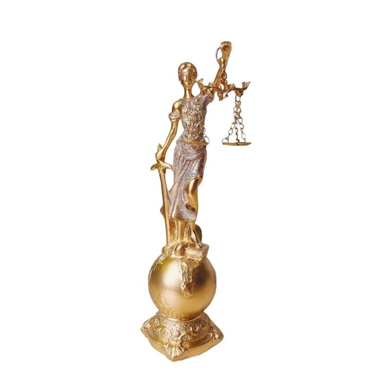 Justice Goddess Sculpture Resins Blind Law Lady Figurine with Scale Ornament for Bookshelves and Law Office Decors Gift