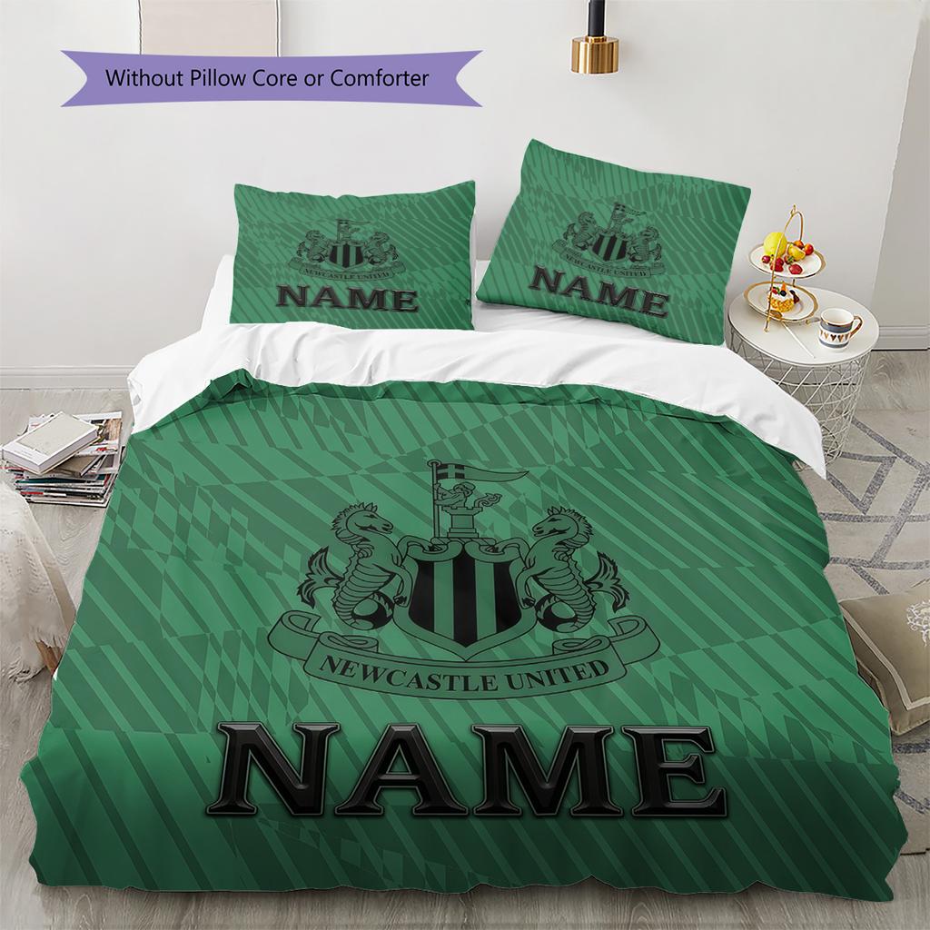 Custom Name Newcastle United Pattern Bedding Quilt Set  Home Decoration  Gift (1 * duvet cover + 2 * pillowcase  without core)
