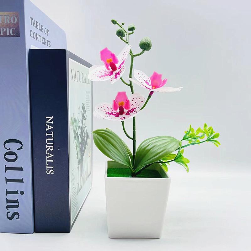 Artificial Potted Plants Artificial FlowersThree Phalaenopsis Orchids Square POTS Artificial Flower Ornaments