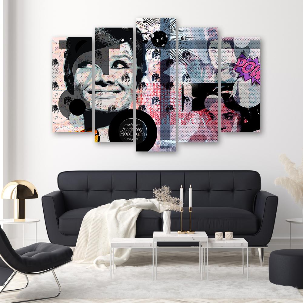 Pětidílný obraz na plátně Audrey Hepburn Herečka
