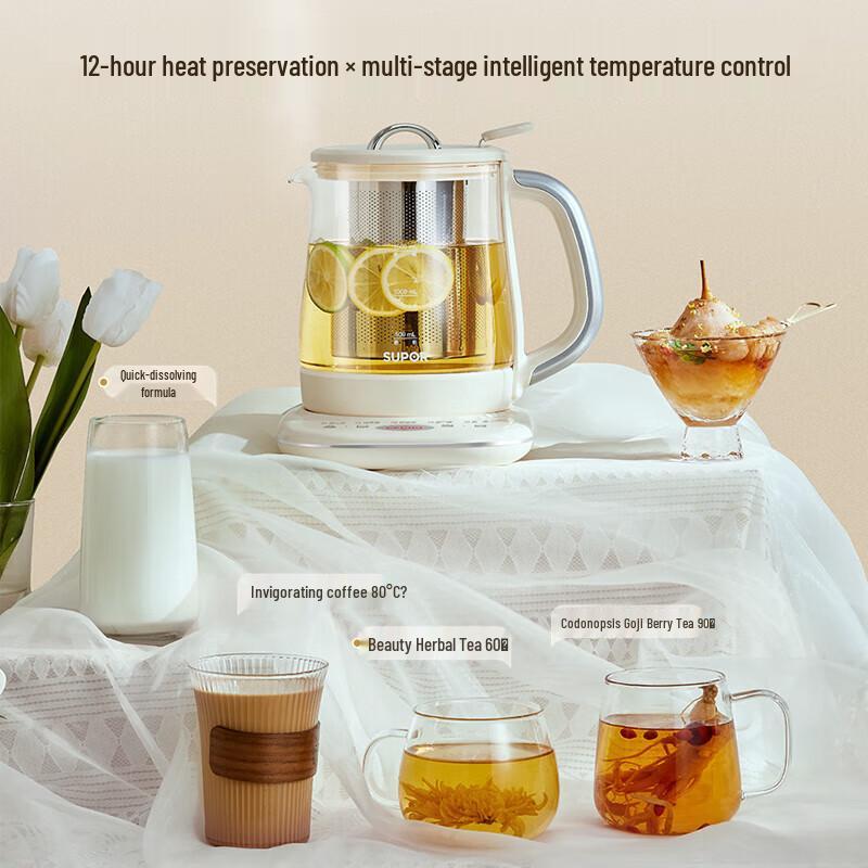 1.5L Stainless Steel Electric Kettle with Flower Tea Brewer & Constant Temperature Control