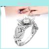 Stunning Floral Leaf Rhinestone Ring For Women Elegant Zirconia Jewelry Accessory