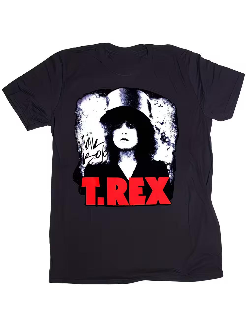 

Vintage Marc Bolan T. Rex Band Graphic T-Shirt- Black Short Sleeve Cotton Tee with Red& White Print XL