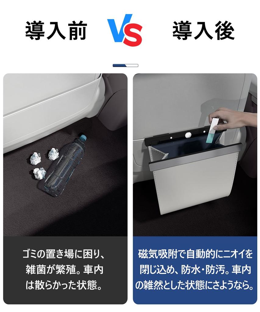 Aquafix Car Trash PU with Sensor LED Hook Magnetic Slim Storage Convenient for Seat Can, Leather, Light, One-Touch Installation, Type, Closure,