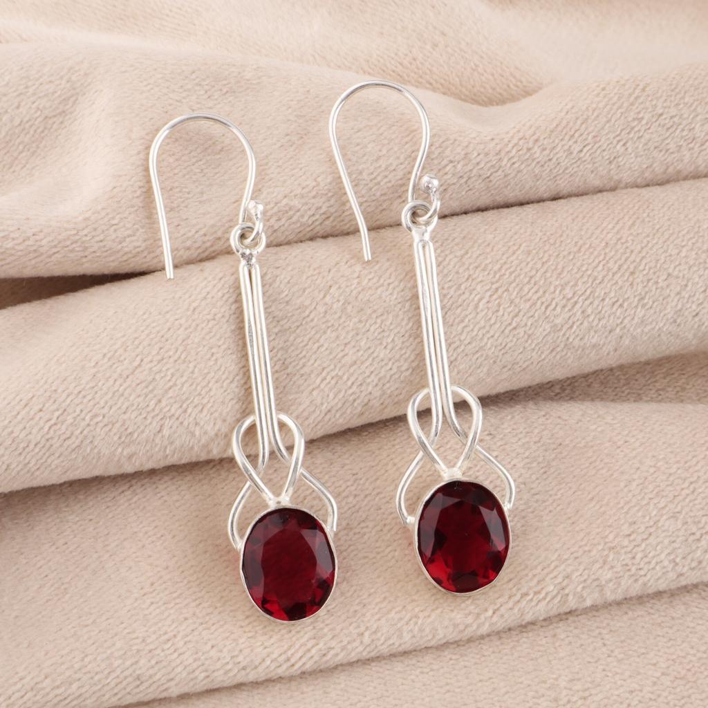 Pink Rubellite Gemstone 925 Sterling Silver Jewelry Handmade Drop Earrings 1.76" EE-171-11