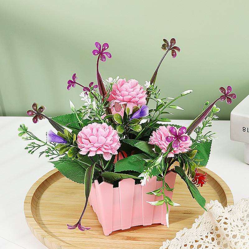 Plastics Small Simulated Hydrangeamacrophyllas Fence Artificial Potted Flowers