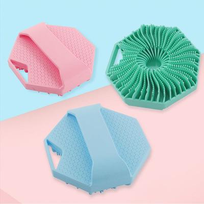 Silicone Body Scrubber Bath Brush With Ergonomic Handle Portable Shower Massage Cleaning Exfoliating