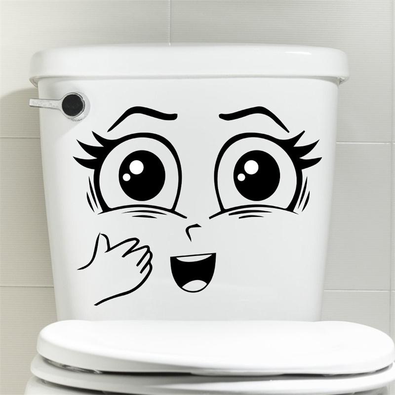 1Pc Creative Funny Smiling Face Toilet Seat Decals Bathroom Decor Cute Cartoon Expression Toilet Stickers Artical Decoration