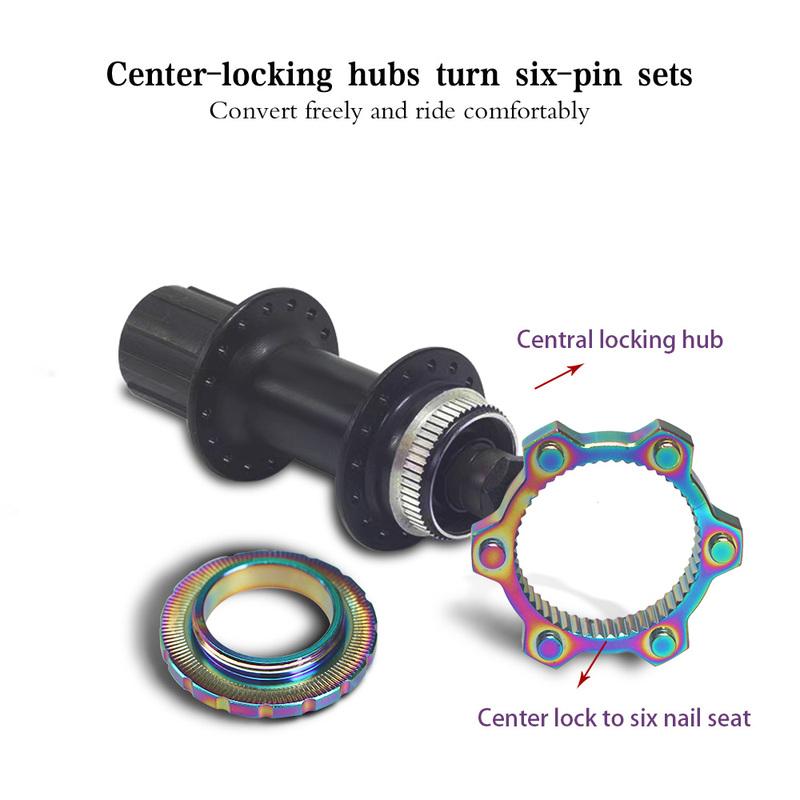 Bike Hub Center Lock To 6 Hole Adapter Mountain Bicycle Centerlock Hubs Middle Lock Conversion Seat 6 Bolt Rotor Disc Brake Part