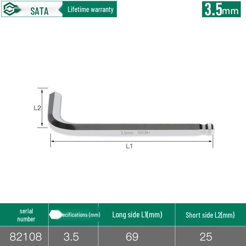 SATA Hex Key L-Type Flat & Ball Head Metric Screwdriver, Sizes 82104-82119