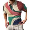 Casual Lapel T-shirt Young Men's Fashion Zipper T-shirt Short Sleeve T-shirt Men's 3D Multicolored Print T Shirt