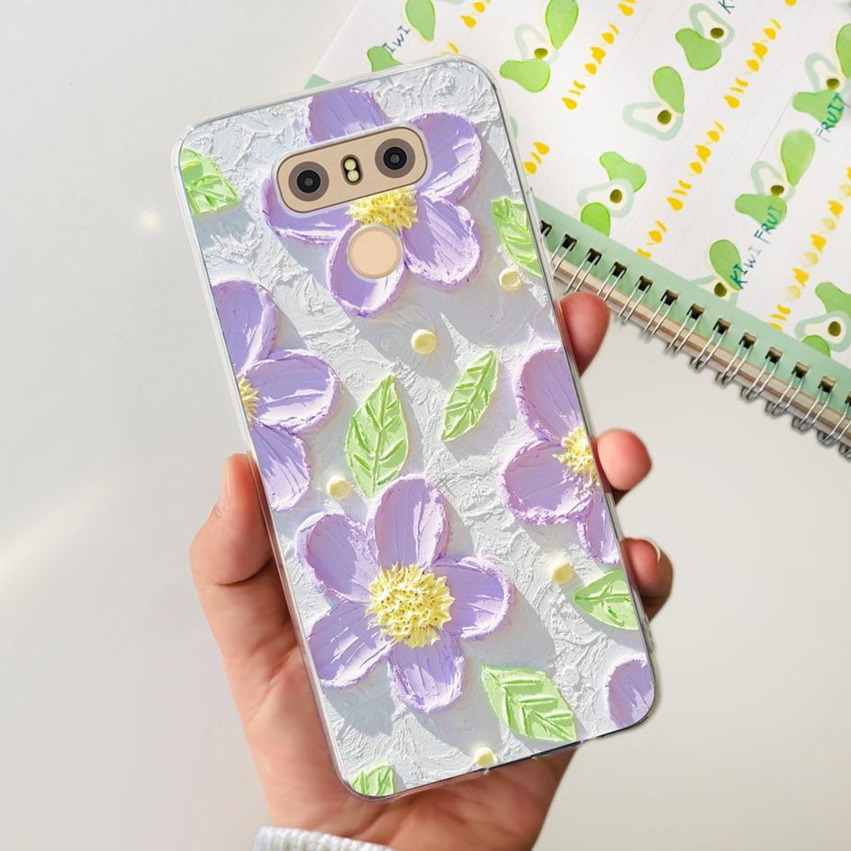 For LG G6 Plus Case LGM-G600K Phone Cases Popular Flower Soft Silicone Clear Protective Shell For LG G6 G 6 LG6 LGG6+ Back Cover
