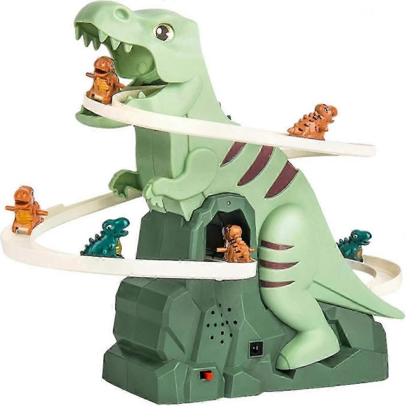 Dinosaur Climbing Slide Toy, Stair Climbing Dinosaur/Ducks, Small Dinosaur Climb Stairs Toy Roller Coaster Toy with Light and Music Toy-Good