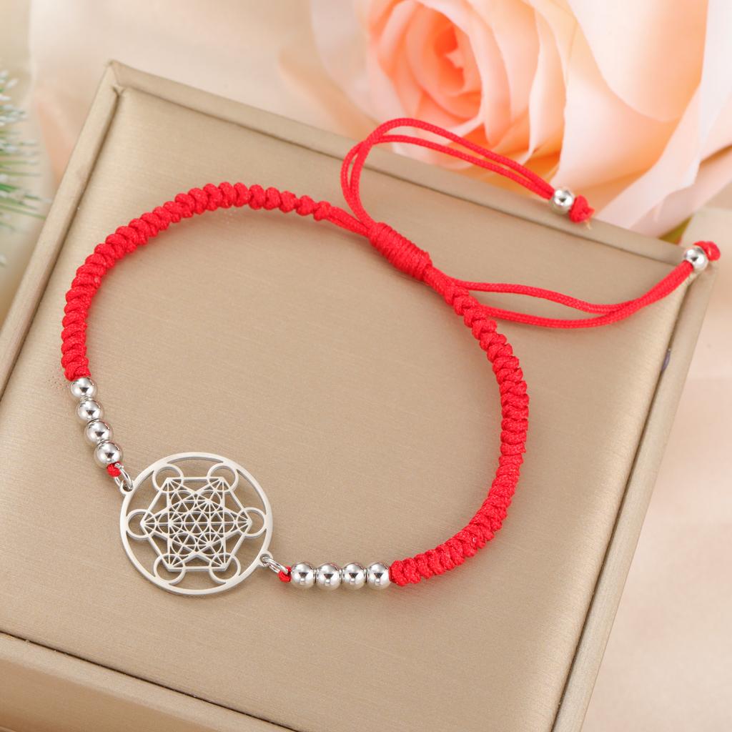 Edelstahl Erzengel Metatron Würfel Charms Armbänder Herren Damen Blau Rot Schwarz Seil Armband Amulett Heilige Geometrie Schmuck