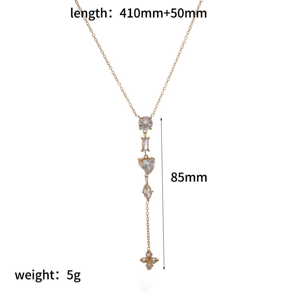 Lightweight Geometric Stainless Steel Necklace For Women With Zirconia Detailing For Daily Wear