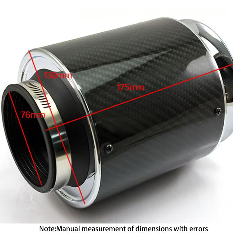 76mm Luftfilter Auto Universelles Fahrzeug Hoher Durchfluss Reiniger Hohe Leistung Kaltluftansaugung Carbonabdeckung Sportluftfilter