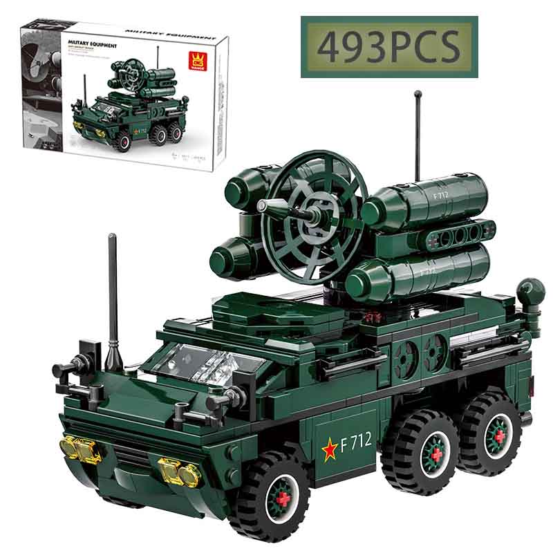 Moc 493Pcs Anti Aircraft Missile Vehicle World War Ii Military Tank Armored Vehicle Model Building Blocks Children'S Toy