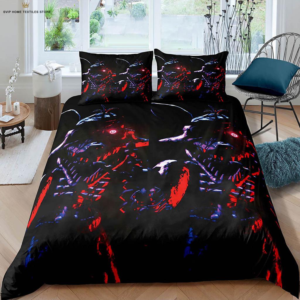 Dark Game Cartoon Print Quilt Cover Dormitory Children's Room Bedding Set Quilt Cover Pillowcase 100% Polyester 3 Pieces