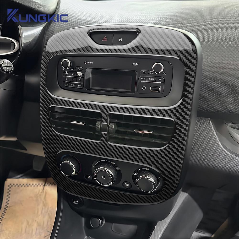 Echter Weicher Karbonfaser-Aufkleber für Renault Clio 4 2013 2014 2015 2016 2017 2018 LHD RHD Auto Zentrales Bedienfeld Zubehör