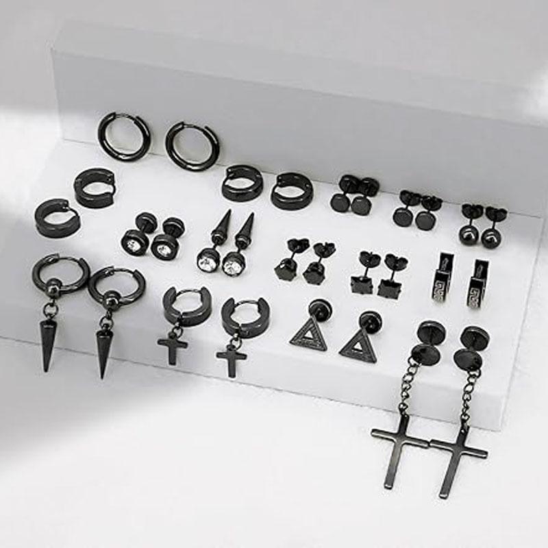 Elegant European & American Stainless Steel High-End Women's Stud & French Earring Set