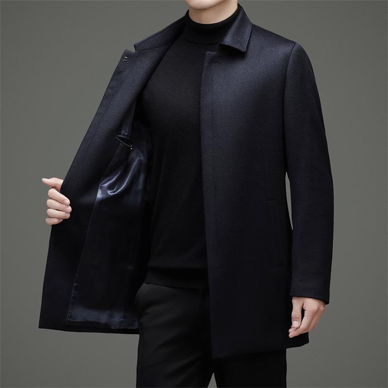 High-end Wool 80% Wool 10% Cashmere 10% Mulberry Silk Autumn and Winter Men's Casual Business Wool Coat