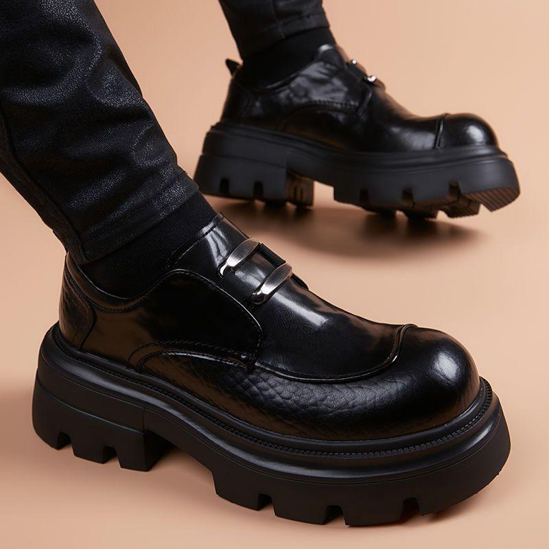 Super grube podeszwy lekkie buty Brock dla mężczyzn i młodych mężczyzn, lekki wewnętrzny dodatek do wzrostu, zakrycie stopy casualowe skórzane buty dla mężczyzn