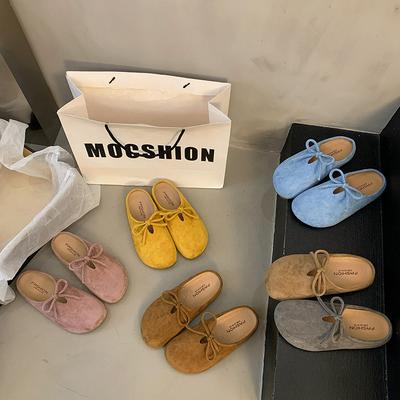 Retro Versatile Flat-bottomed Boken Bag Head Slippers Women's 2025 Spring New Bow One-pedal Soft-soled Half Slippers