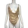 Sexy Irregular Vest Spring Women's Metal Rhinestone Tops Sexy Asymmetrical Vest Chain Sling