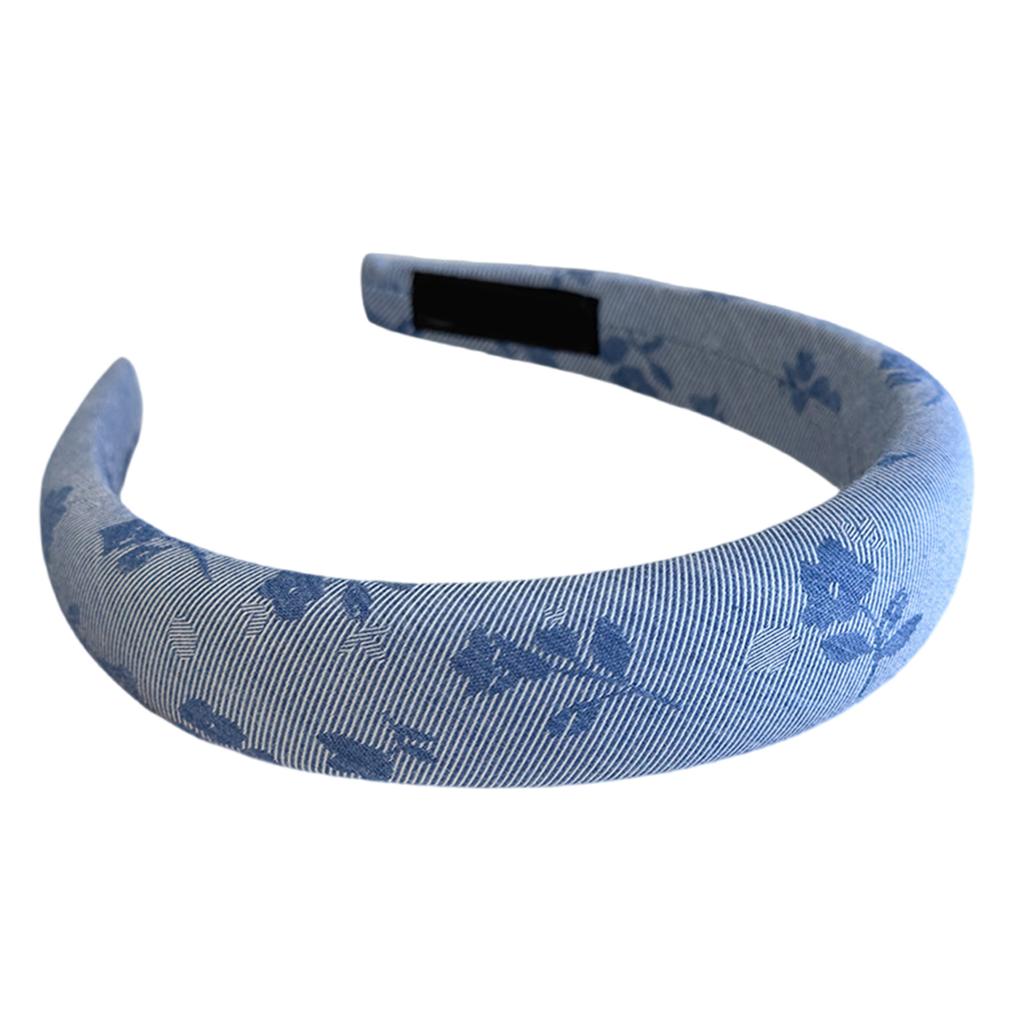 Classic Blue Tartan Sponge Headband For Women Girls Bow Hair Clip Gentle Pressure Free Design School Party Accessory