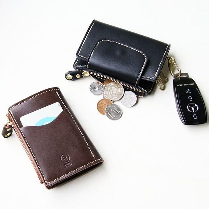 Porcorosso Key Case with Coin Purse, Men's Genuine Leather 6-Key, T Leather Key Holder, Smart Key, Made in Japan, Women's Leather