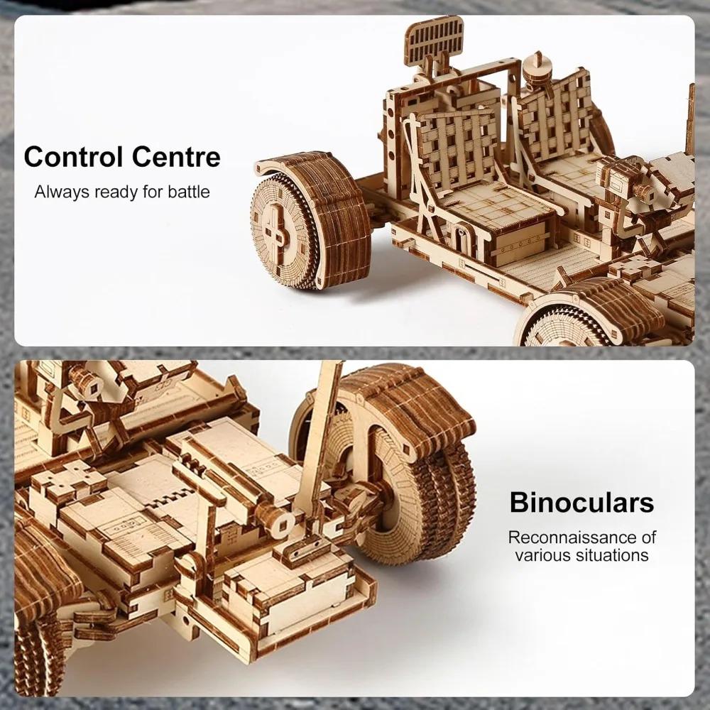 3D Wooden Puzzle for Adults Lunar Rover Wooden Model Building Set Mechanical Lunar Terrain Vehicle Construction Craft DIY Gift