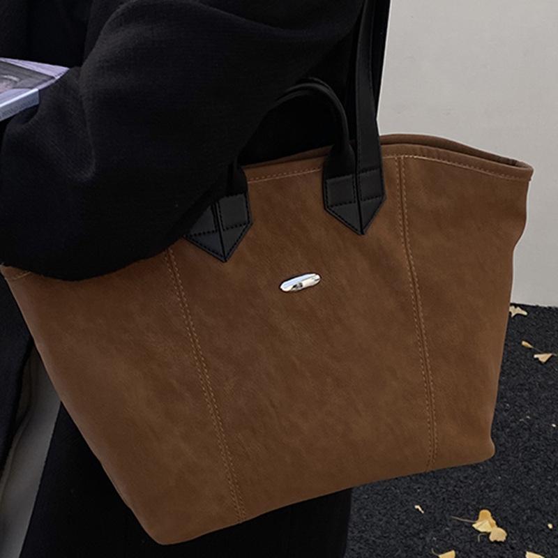 Large Capacity Simple Tote Large Bag Women's New Casual Texture Commuter Bag Student Shoulder Bag for Class