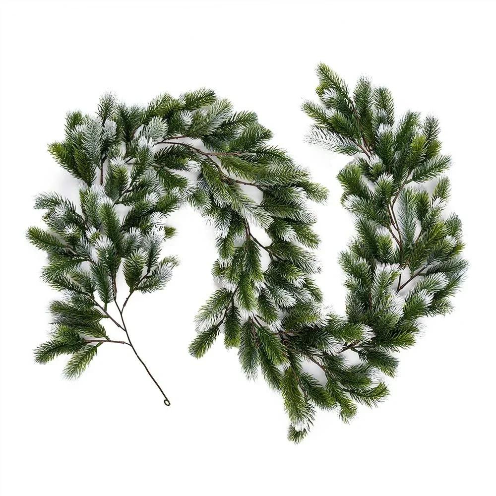 1pcs Artificial Christmas Garland Pine Cypress white and green Garland Seasonal Plants for Holiday Xmas Outdoor Winter Decor