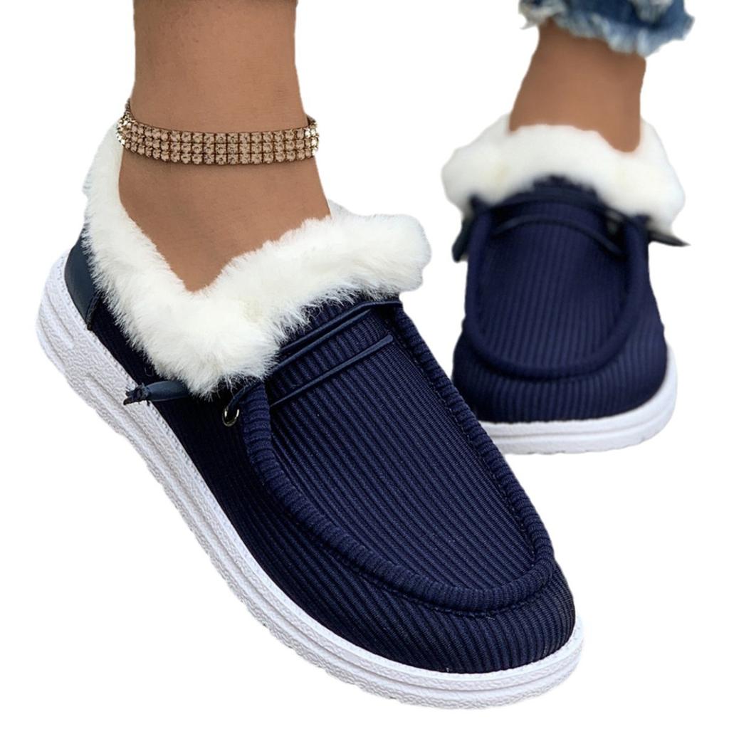 Außenhandel Übergröße Baumwollschuhe Damen 2025 Herbst und Winter neu Europäisch und Amerikanisch runde Zehenpartie Schnürung Plüsch warm flauschig Damenschuhe