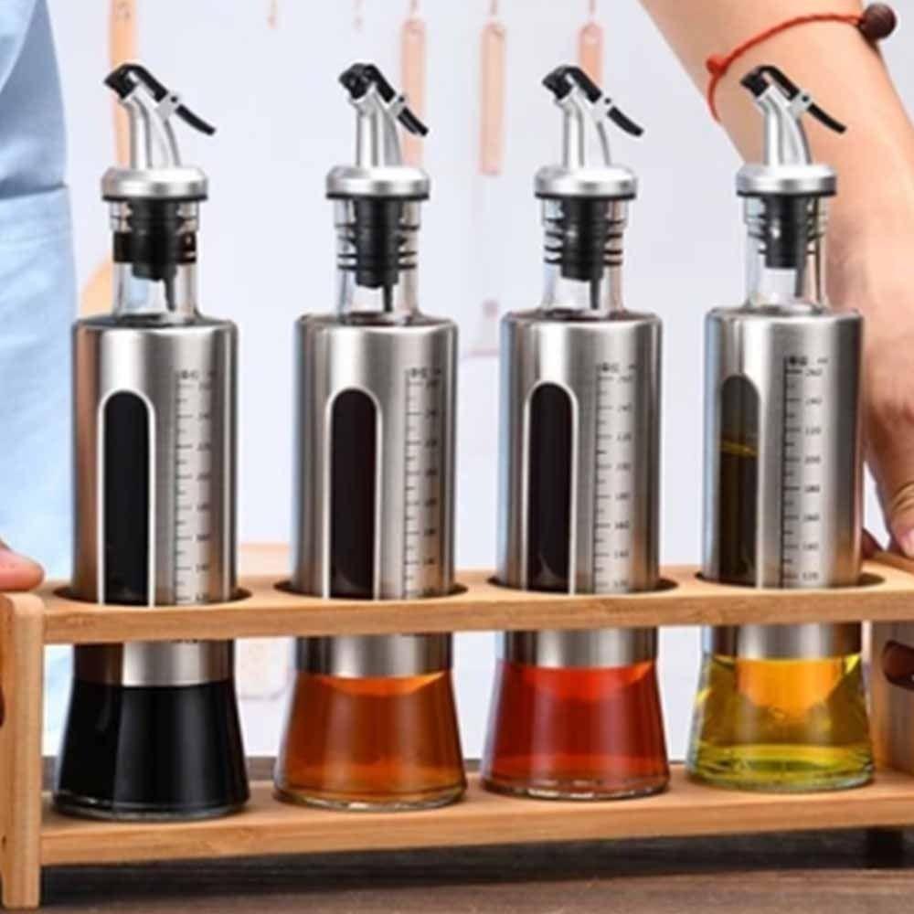 Multi-Compartment Glass Oil Bottle Rack Anti-Slip Kitchen Storage Shelf  Restaurant Use
