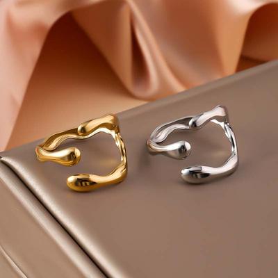 Fashion Silver Color Irregular Open Rings for Women Teens Minimalist Metal  Hollow Adjustable Finger Ring Jewelry Birthday Gifts