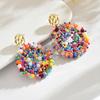 Bohemian Bunte Runde Kristallperlen Ohrhänger für Damen Handgefertigte Geometrische Ohrringe Sommer Party Schmuck Geschenk