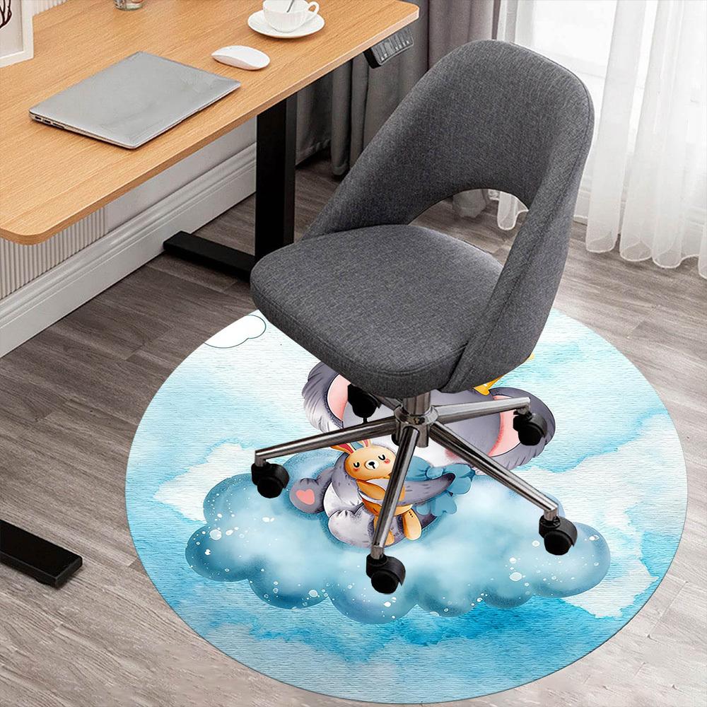 

1pc Koala Cloud Round Chair mat office Area Rug - Non-Slip, Floor Mat for Office, Bedroom, and Indoor Decor p127254 80cm by 80cm