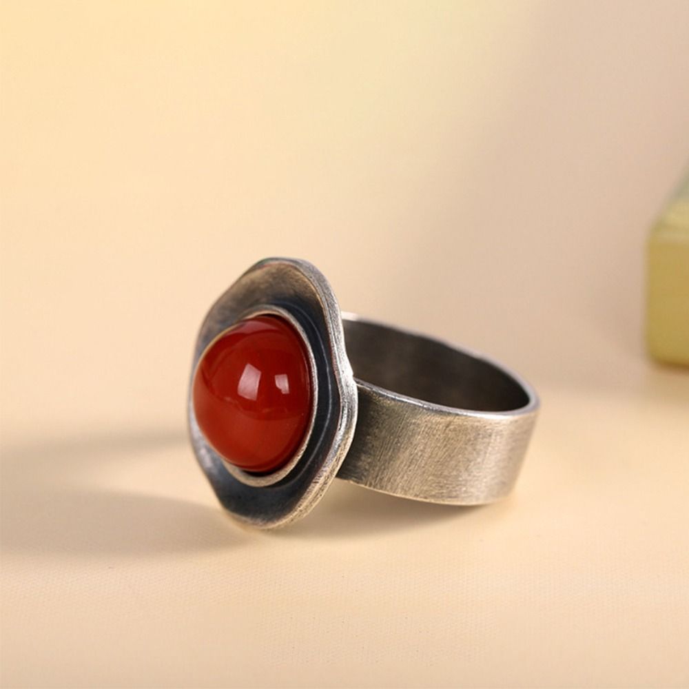 Tajskie Srebrne Pierścionki Etniczne Vintage Pierścionki na Palec Nowe Południowe Czerwone Pierścionki Prezent Impreza Anillos