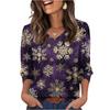 Women's Fashionable Casual Christmas Printed V-neck Top