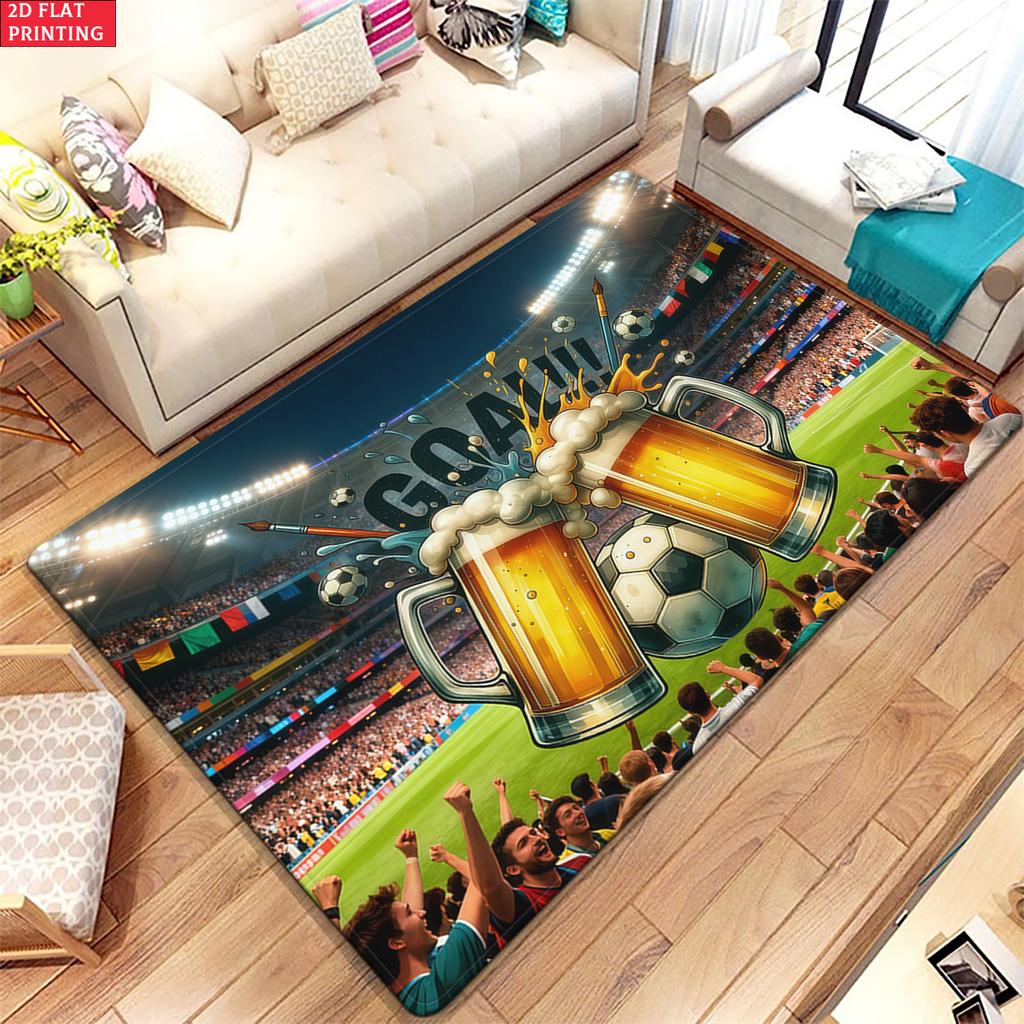 Soccer Star Swirl  Large Room Carpet Non Slip Cartoon Kids Bedroom Living Room Floor Mat Home Decor Children's Play Carpet