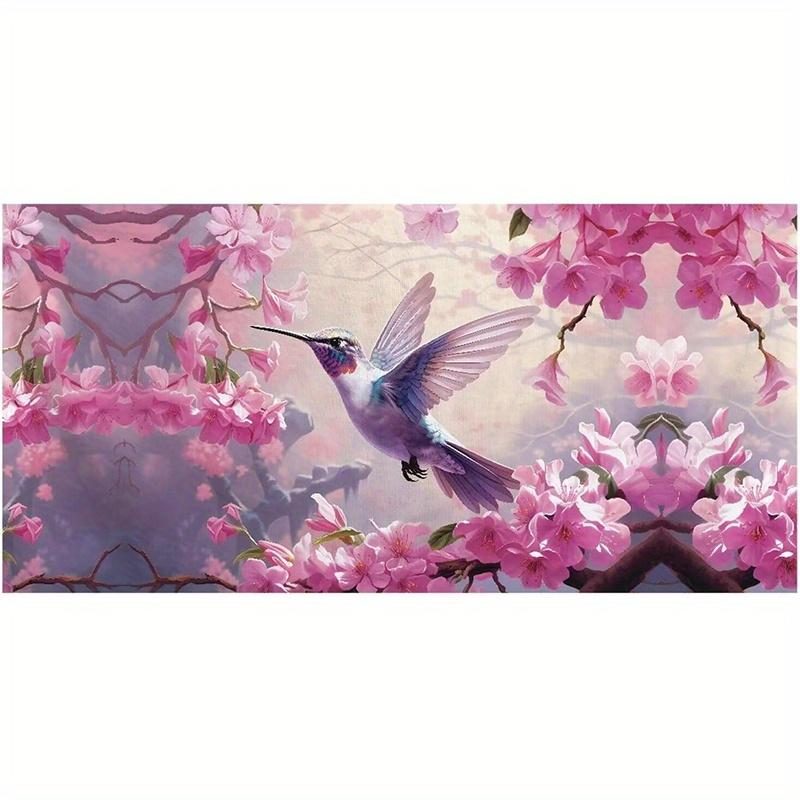 

Beach Towel Hummingbird Cherry Blossom Pattern Sun Protection Windproof Suitable for Swimming Pool Camping Travel Blanket W40*H60(CM)