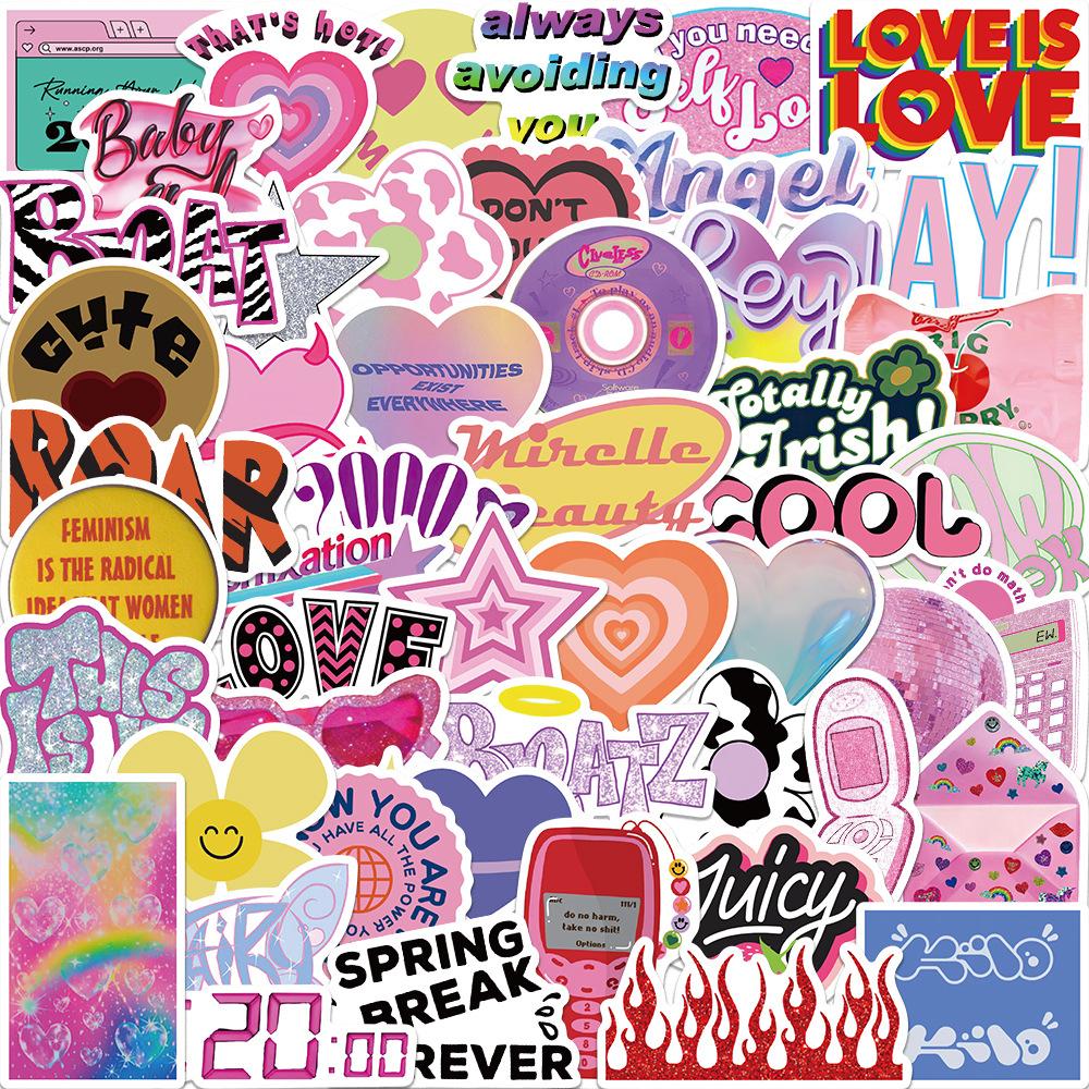 50 Internet Celebrity Trendy Cute Girl Style Graffiti Stickers Decorate Suitcase Pen Guitar Notebook Waterproof Explosive