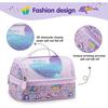 NOHOO Insulated Lunch Bag Small Cute Reusable Purple Mermaid Princ Food Box Bag for Girls Toddler Preppy School Kindergarten Da